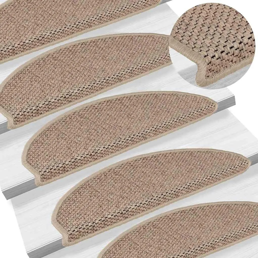 Tapetes escada adesivos aspeto sisal 30pcs 65x21x4cm cor areia