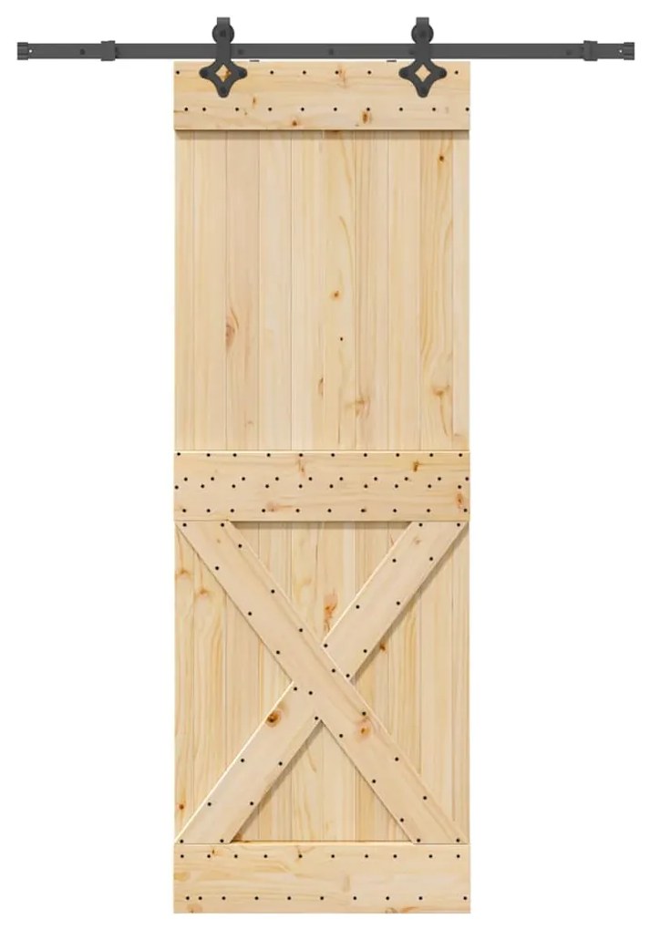 VidaXL Porta de correr com ferragens 80x210 cm madeira de pinho maciça