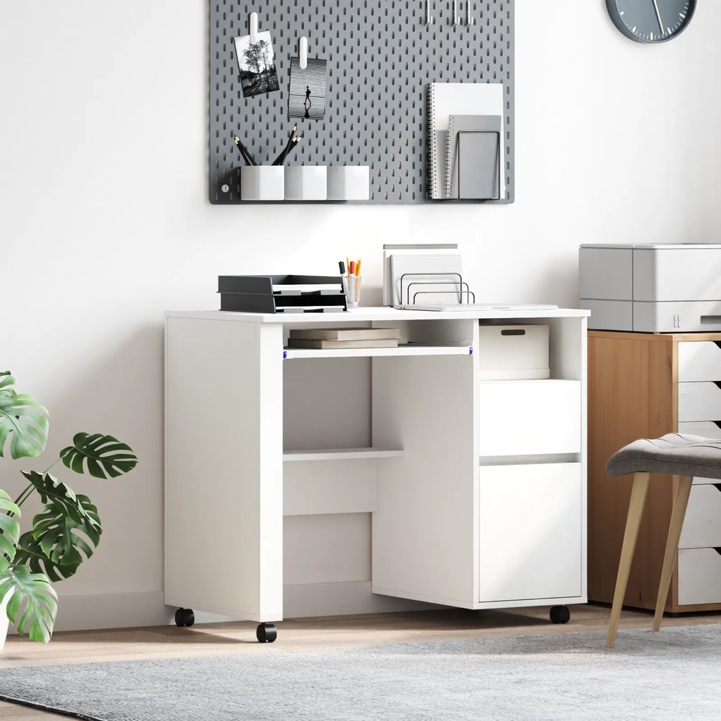 vidaXL Mesa de Computador Branca com Gavetas Branca