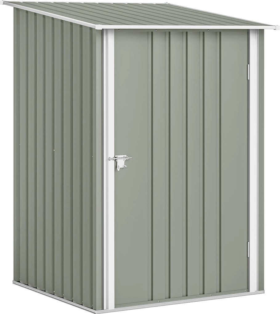 Outsunny Casinha de Jardim Abrigo para Ferramentas em Aço Galvanizado com Porta, 100x104x160 cm, Grigio Chiaro | Aosom Portugal