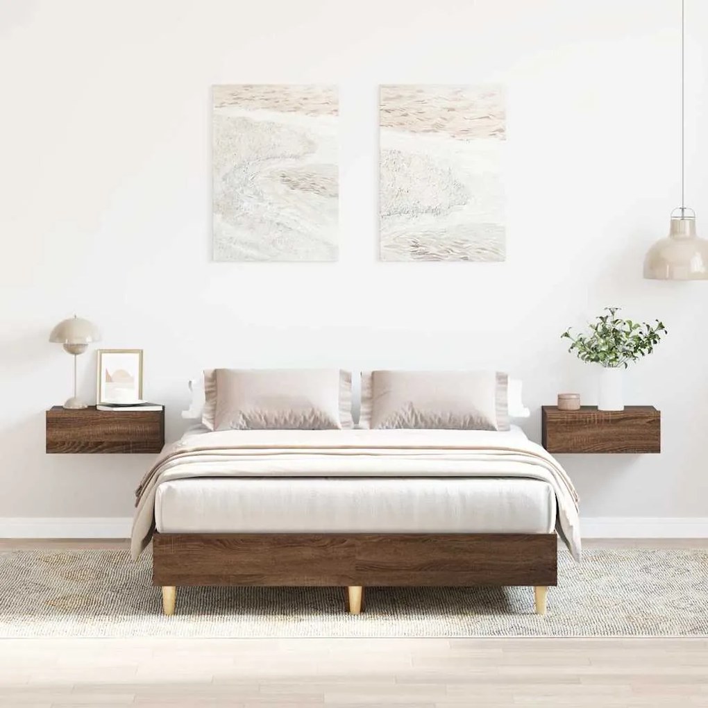 Estrutura de cama sem colchão 120x190 cm carvalho castanho