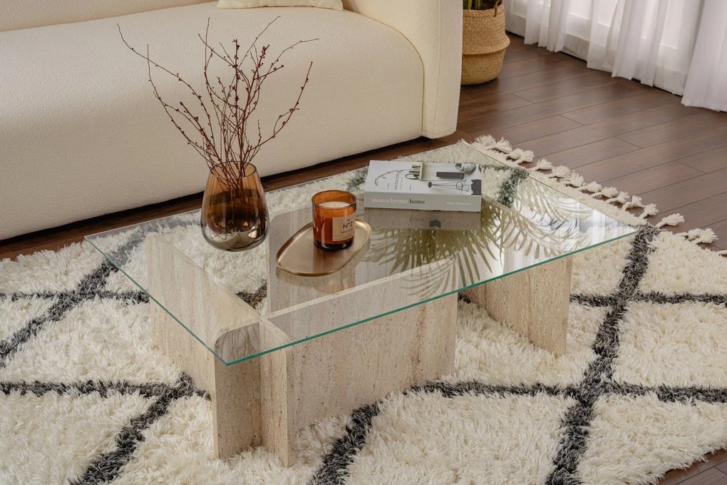 Mesa de Centro Flavio – Travertino – 105x30x65 cm