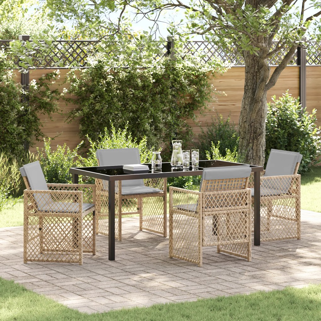 Conjunto de Jantar de Jardim vidaXL 5 Peças com Almofadas Bege Polirat