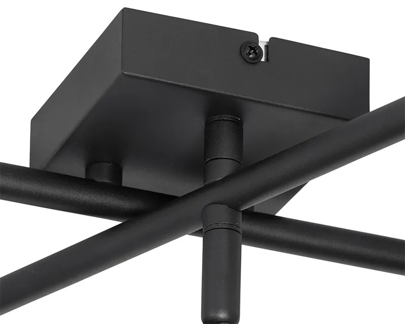 Candeeiro de teto moderno preto 5-luzes ajustável quadrado - Jeana