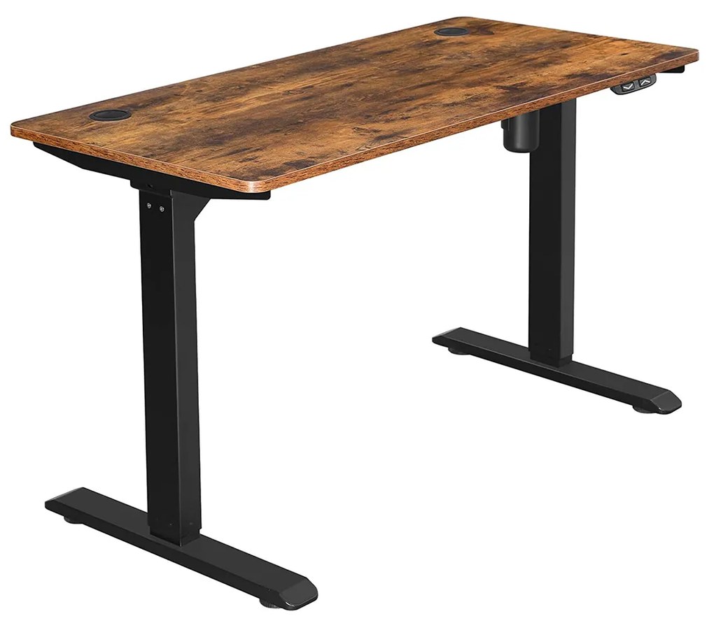 Mesa elétrica de pé SONGMICS, mesa de apoio ajustável em altura, mesa de pé com estrutura de metal, para home office, marrom rústico e preto LSD011B01