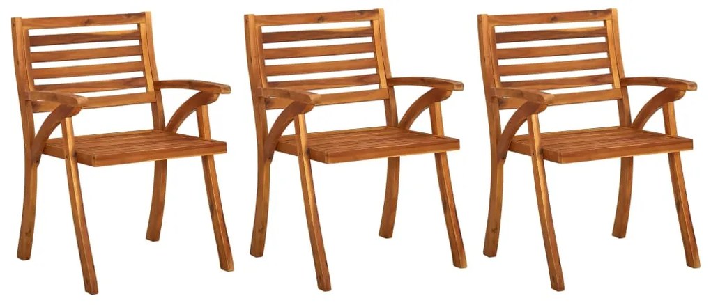 Cadeiras de jantar jardim c/ almofadões 3 pcs madeira acácia