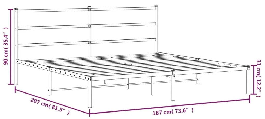 Estrutura de cama com cabeceira 180x200 cm metal branco