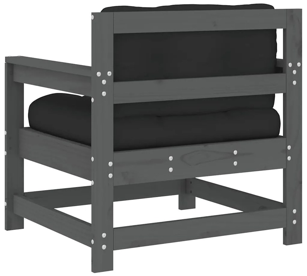 Cadeiras de jardim c/ almofadões 2 pcs pinho maciço cinzento