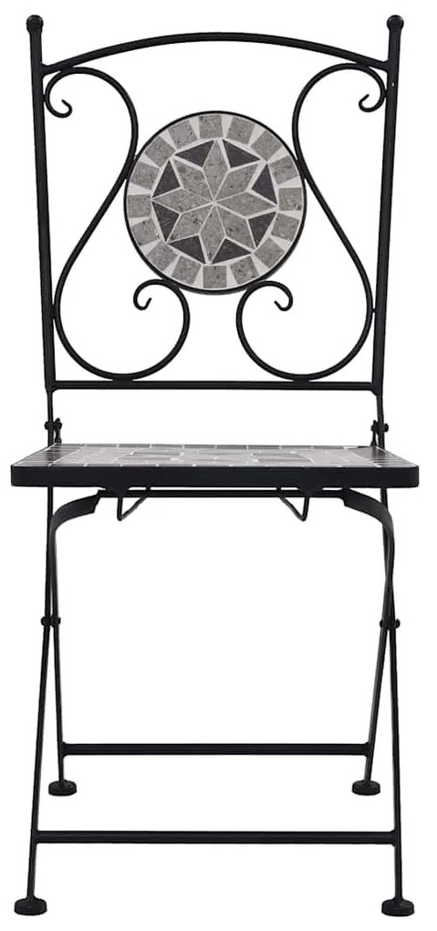 Cadeiras bistrô em mosaico 2 pcs cinzento