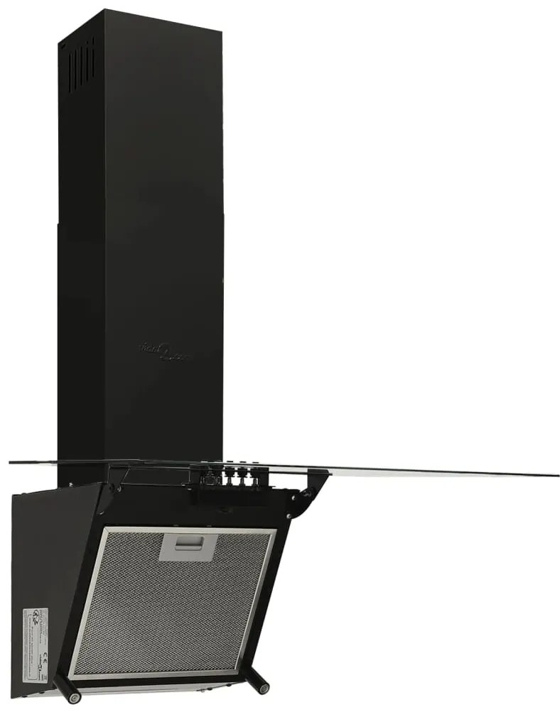 Exaustor de parede 60 cm aço e vidro temperado preto