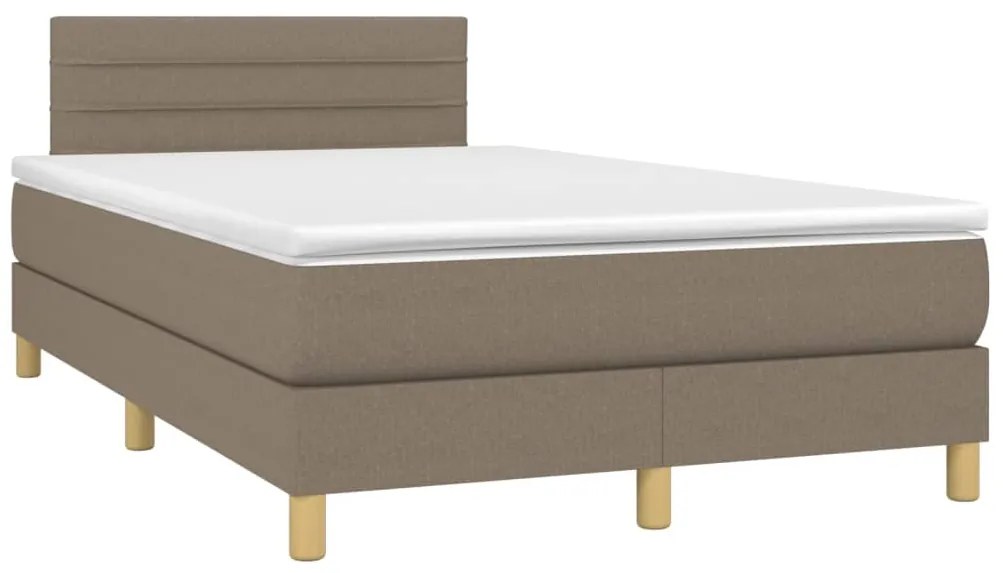 Cama box spring colchão/LED 120x200cm tecido cinza-acastanhado