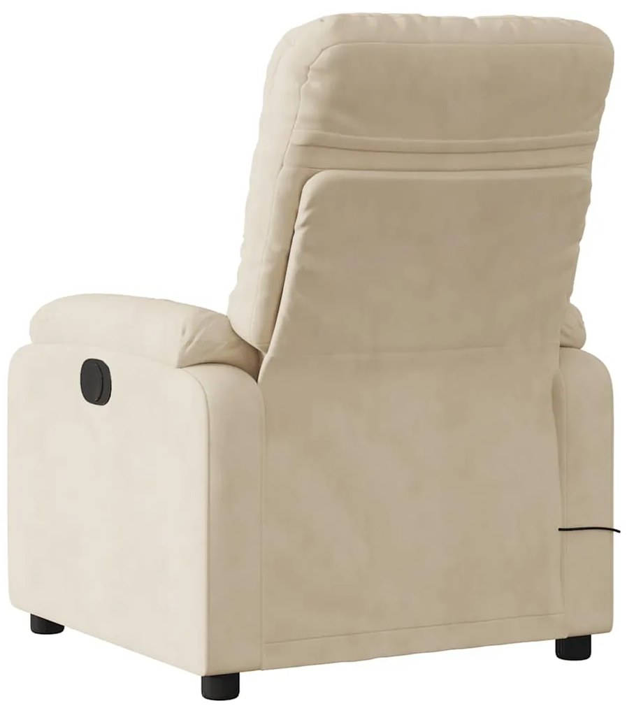Poltrona de massagens reclinável tecido de microfibra creme
