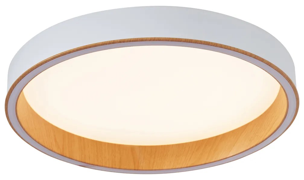 Plafon de design branco com madeira 40cm incl. LED com interruptor de 3 níveis - Ingo Design