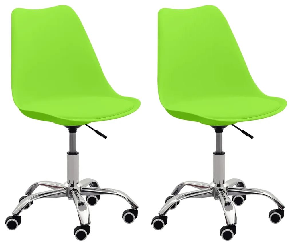 288399 vidaXL Cadeiras de escritório 2 pcs couro artificial verde