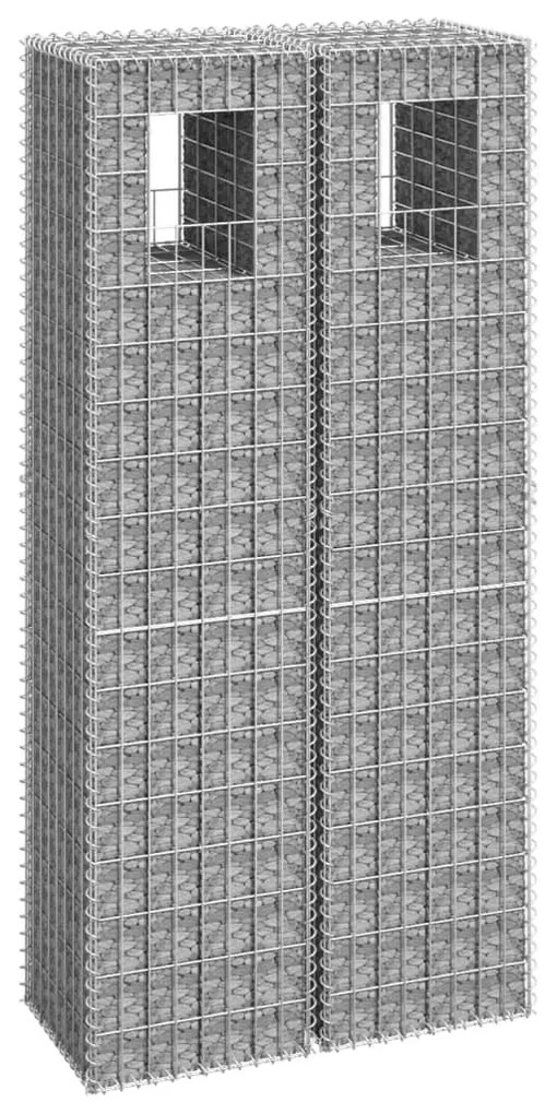 151265 vidaXL Postes/cestos gabião 2 pcs 40x40x180 cm ferro