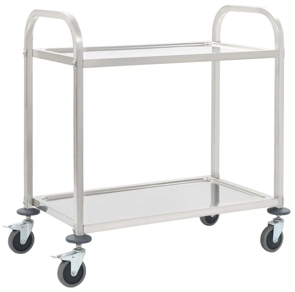 vidaXL Carrinho de cozinha de 2 níveis 95x45x83,5 cm aço inoxidável