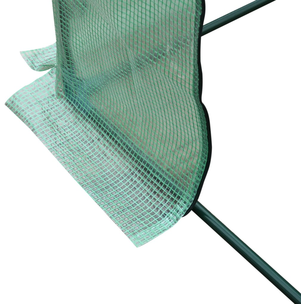 Outsunny Estufa de Jardim com Tubos de Aço 1 Porta e 2 Janelas Enroláveis 200x73x150-168 cm Verde