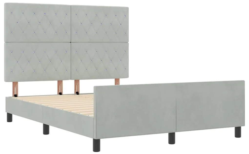 Cama vidaXL Cinza Claro 140x190 cm em Veludo