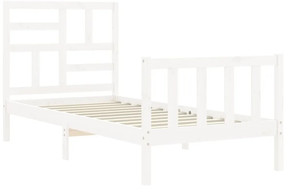 Estrutura cama de solteiro c/ cabeceira madeira maciça branco
