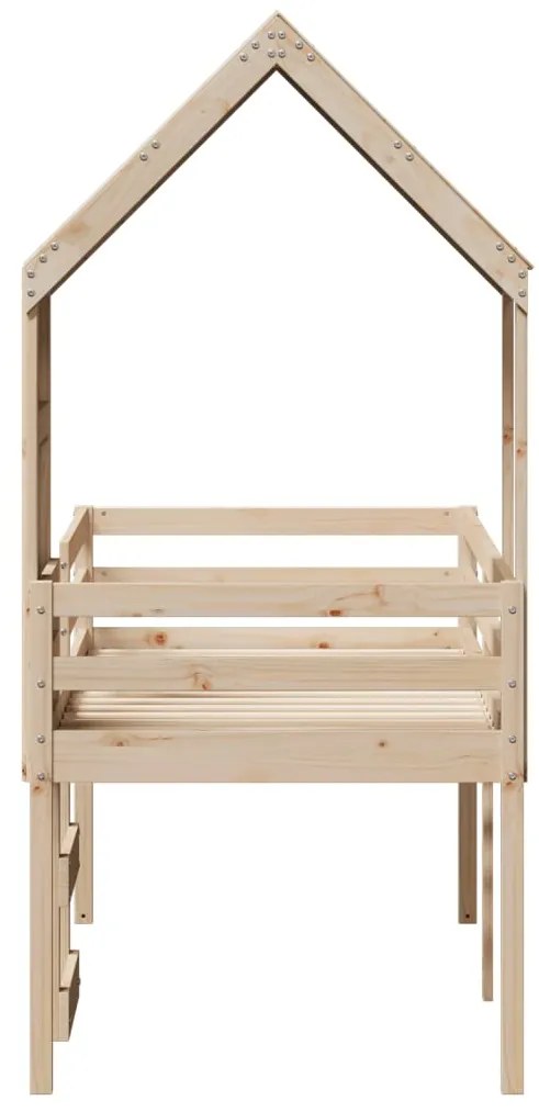 Cama alta com telhado 80x200 cm pinho maciço