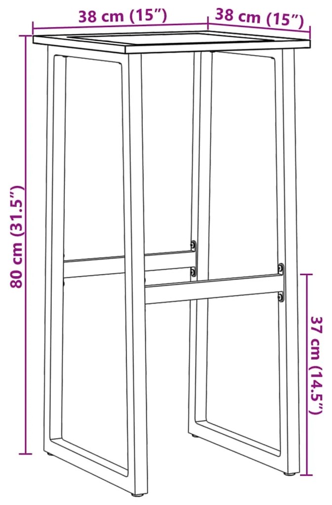 Bancos de bar 4 pcs 38x38x80 cm aço revestido a pó preto