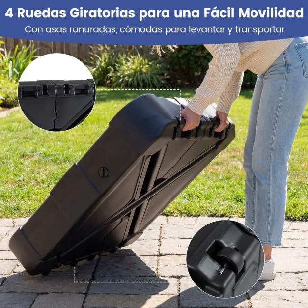 Base para guarda-sol de exterior com rodas 88 x 88 cm, de alta resistência, enchimento com água ou areia, portátil, para terraço, jardim ou piscina, P