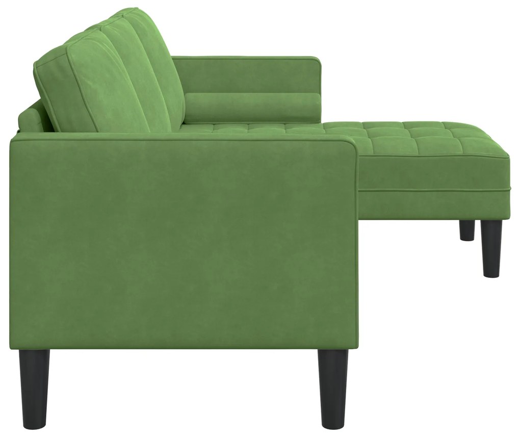 Sofá de 3 lugares com chaise L-Shape Verde Claro 160 cm Veludo
