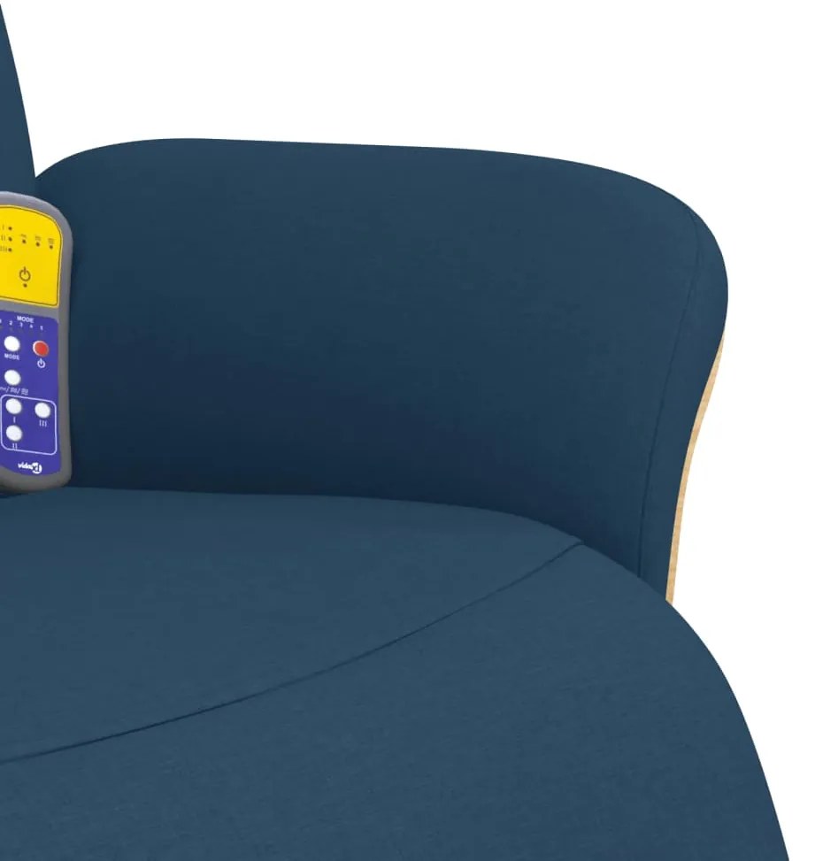 Cadeira de massagens reclinável c/ apoio de pés tecido azul