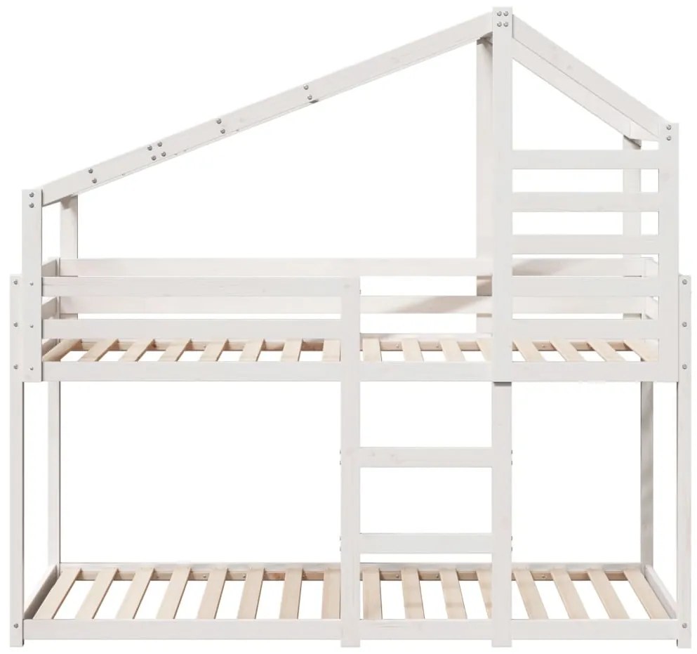 Beliche com telhado 90x200 cm madeira de pinho maciça branco