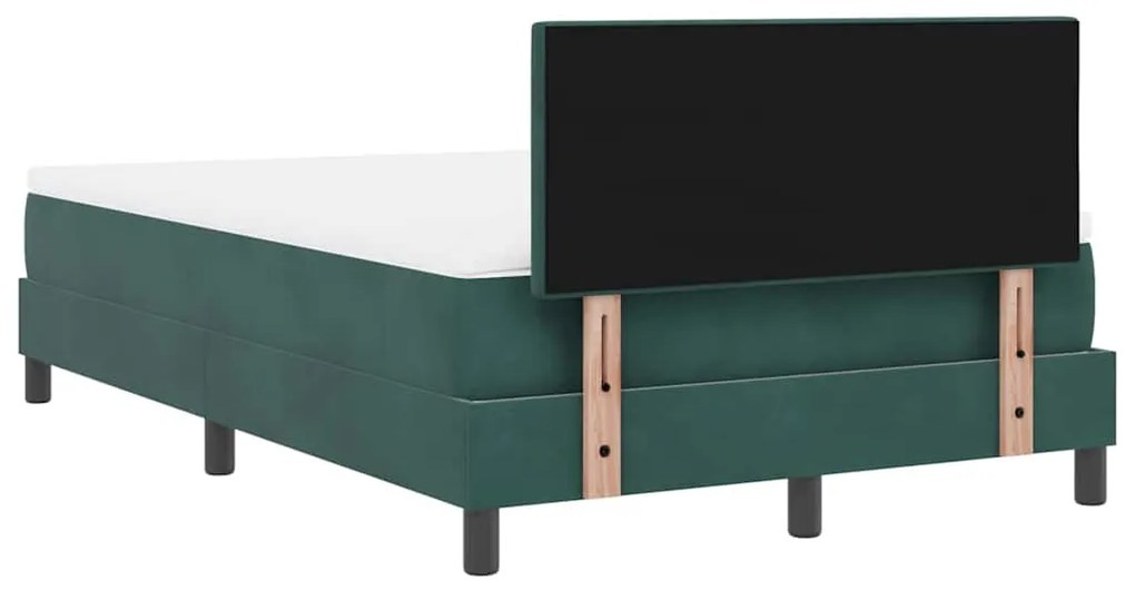 Cama Box Spring com Colchão &amp; LED Verde Escuro 120x190 cm Veludo