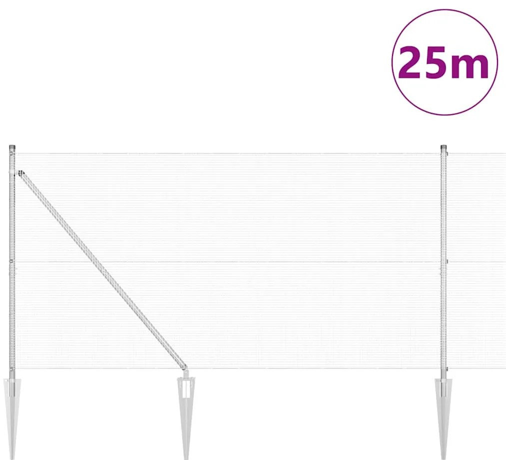 Cerca de Arame Soldado com 13 Estacas de Espeto 1.4x25 m Aço Galvaniza