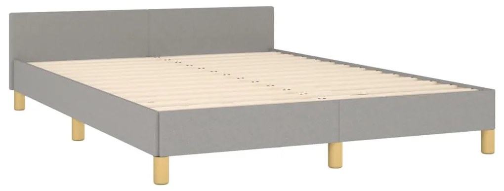 Estrutura de cama com cabeceira 140x200 cm tecido cinza-claro