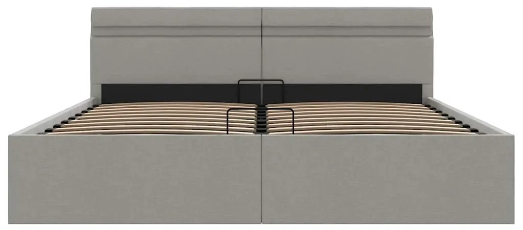 Cama hidráulica c/ arrumação LED 180x200 cm tecido cinza-claro