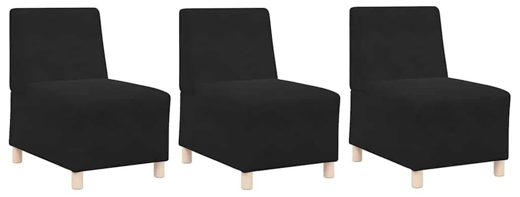 Cadeiras de Sofá 3 pcs Preto 55 x 74 x 82 cm Veludo