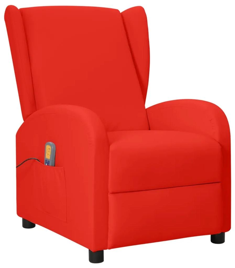 342337 vidaXL Poltrona reclinável massagens couro artificial vermelho