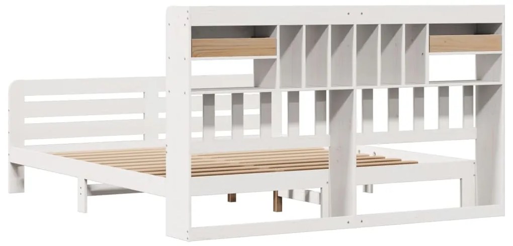 Cama com estante sem colchão 200x200 cm pinho maciço branco
