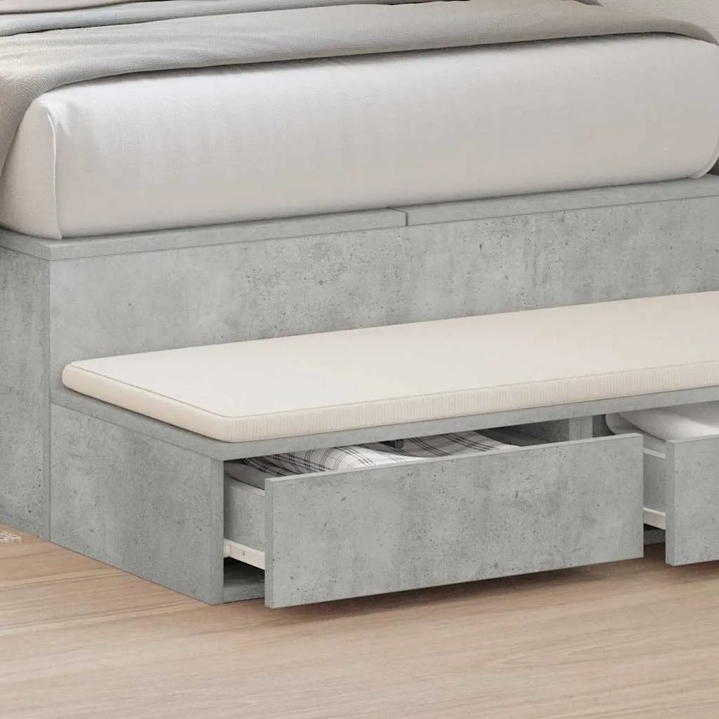 Camas com Gavetas vidaXL Cinza Concreto 80x36,5x16,5 cm Madeira Projet