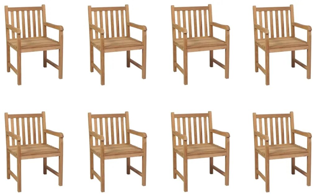 vidaXL Cadeiras de exterior 8 pcs madeira de teca maciça