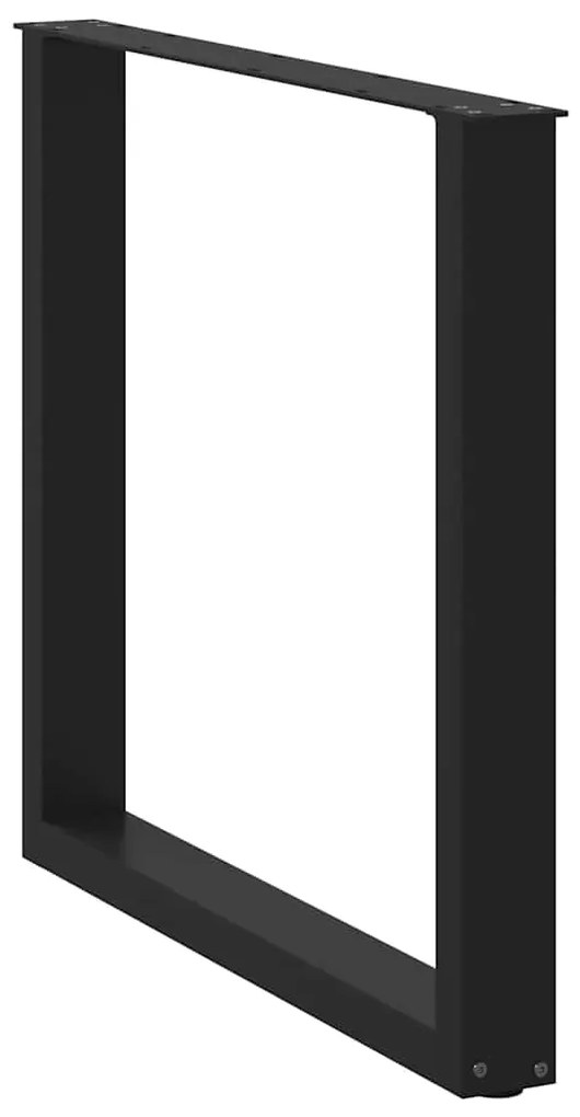 Pés de mesa de jantar em forma de U, 2 peças, preto, 90x (72-73) cm, a