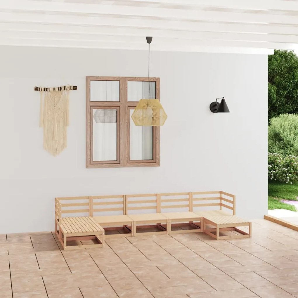 vidaXL 7 pcs conjunto lounge de jardim pinho maciço