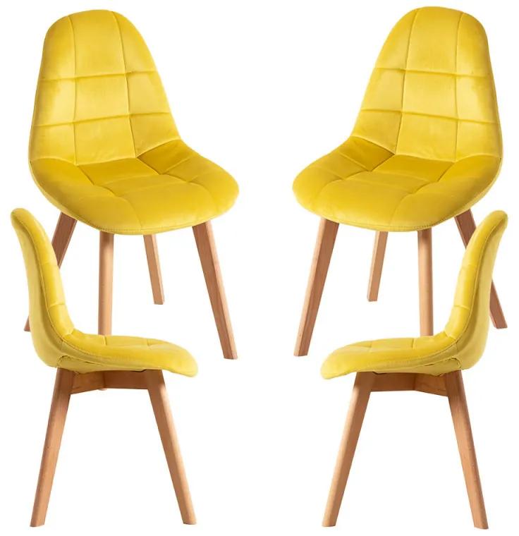 Pack 4 Cadeiras Kelen Veludo - Amarelo