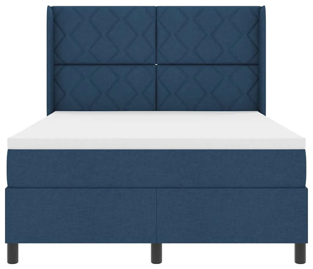Cama com Estrado e Colchão Azul 140x200 cm em Tecido