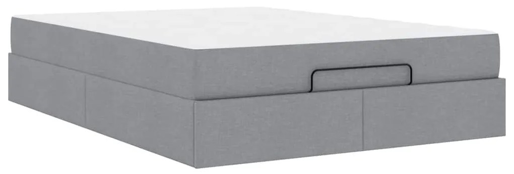 Estrutura da Cama Cinzento-claro 140 x 190 cm tecido
