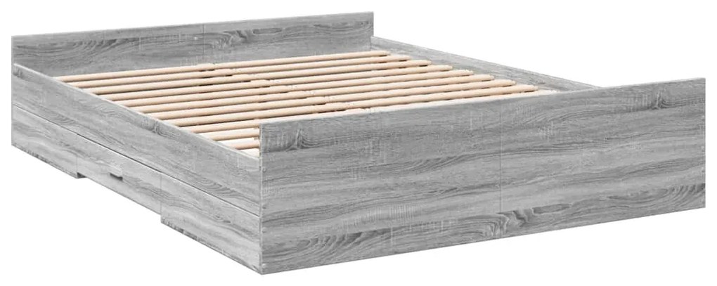 Estrutura de cama c/ gavetas derivados madeira cinza sonoma