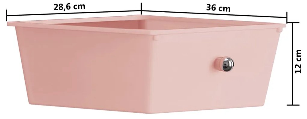 Carrinho de arrumação móvel com 4 gavetas plástico rosa