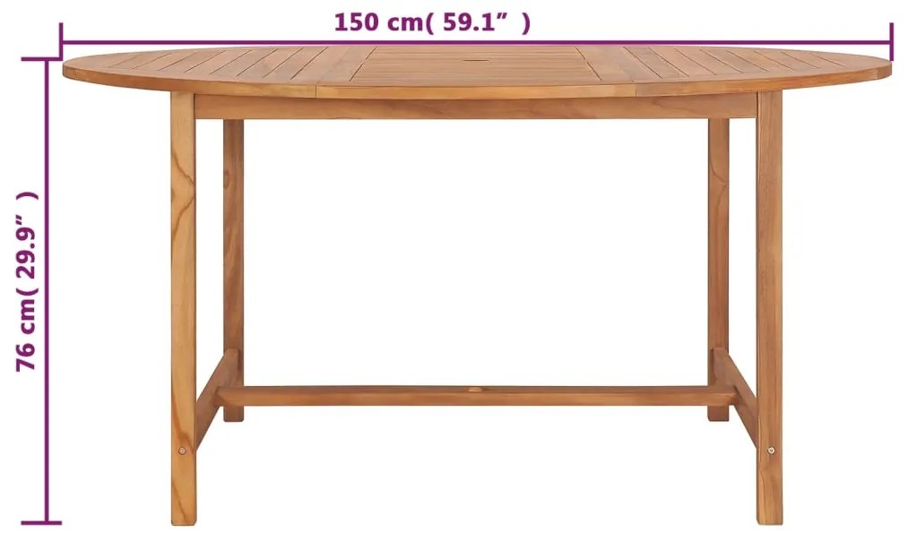 Mesa de jardim 150x76 cm madeira de teca maciça