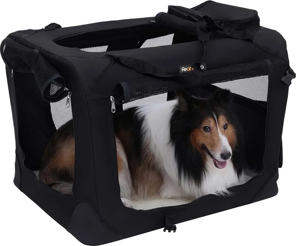 Transportadora para animais de estimação S 50 x 35 x 35 cm preto