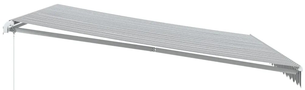 Toldo retrátil manual com luzes LED 450x300 cm antracite/branco