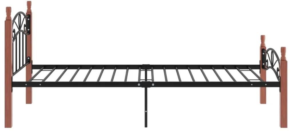Estrutura de cama 100x200cm metal/madeira carvalho maciça preto