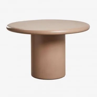 Mesa De Jardim Redonda Em Cimento Namara Ø120 Cm & Camelo Castanho Claro - Sklum